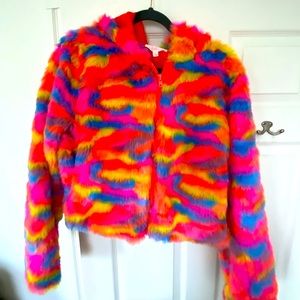 Raver Jacket - Fuzzy Furry and Multicolor